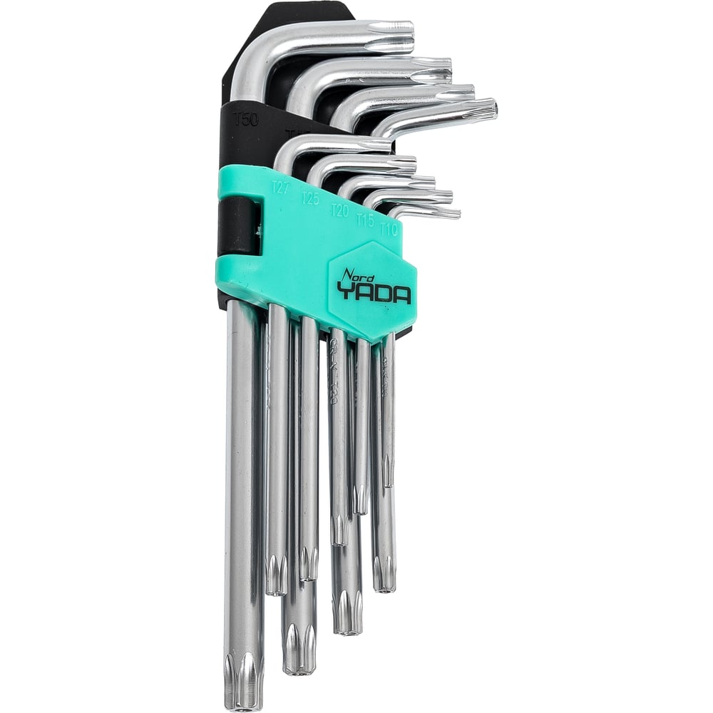 Изображение товара Набор Г-образных ключей TORX Nord-Yada 9 шт T10-T50 CrV хромванадий
