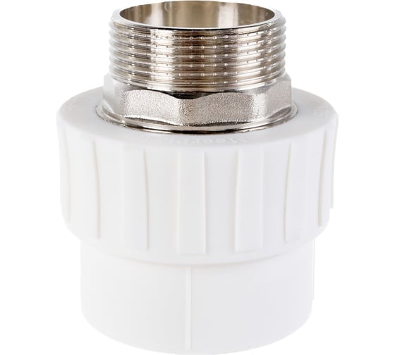 Изображение товара Комбинированная муфта PPRC MeerPlast Дн50x40 Ру25 белая наружная резьба D200-00457