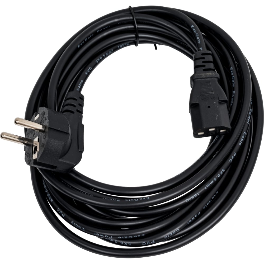 Изображение товара Кабель питания ExeGate Special PC-5S 5м Schuko-C13 черный евровилка угловая