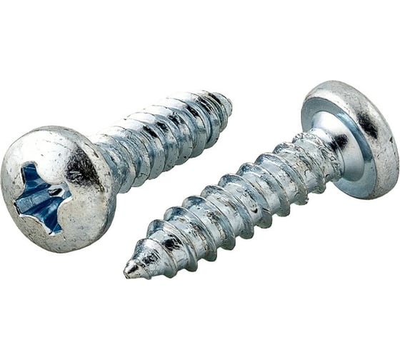 Изображение товара Саморез КВАДРА DIN 7981, 2.9x16, цинк, полусфера, шлиц PH1, острый, кор. 1000 шт. 812916201000
