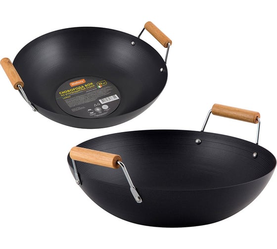 Изображение товара Сковорода Mallony ВОК LARGO из углеродистой стали, диаметр 32 см 005363