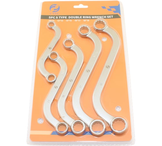 Изображение товара Набор ключей накидных CNIC из 5-ти шт. 10х11 - 18х19 изогнутых S-образных CrV ре 039S 76462