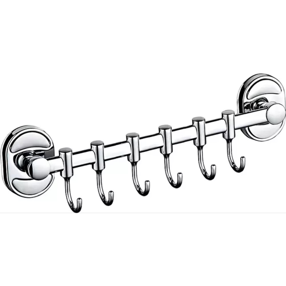 Изображение товара Вешалка FRAP F1915-6 из металла с глянцевым покрытием, 6 крючков, хром