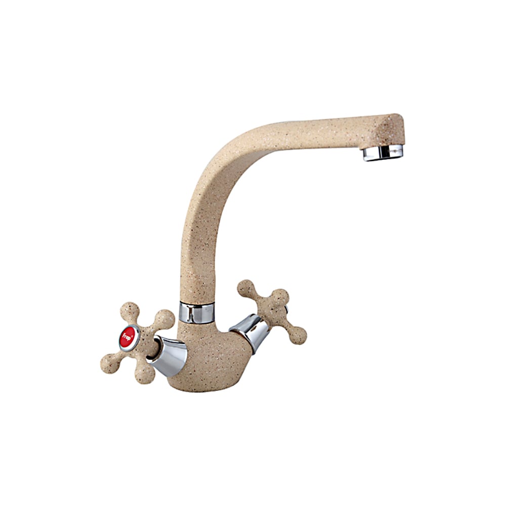 Изображение товара Современный бежевый двухрычажный кухонный смеситель FRAP F5408-21 с поворотным изливом