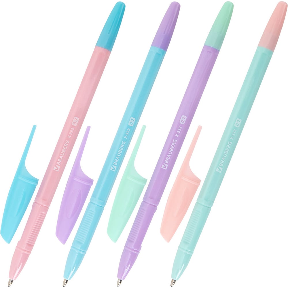 Изображение товара Набор шариковых ручек BRAUBERG X-333 PASTEL MIX 8 шт с синим узлом