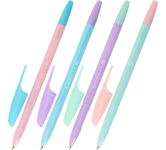 Изображение товара Ручки шариковые BRAUBERG X-333 PASTEL MIX, НАБОР 8 ШТУК, СИНИЕ, узел 0,7мм, линия 0,35 мм, 144535