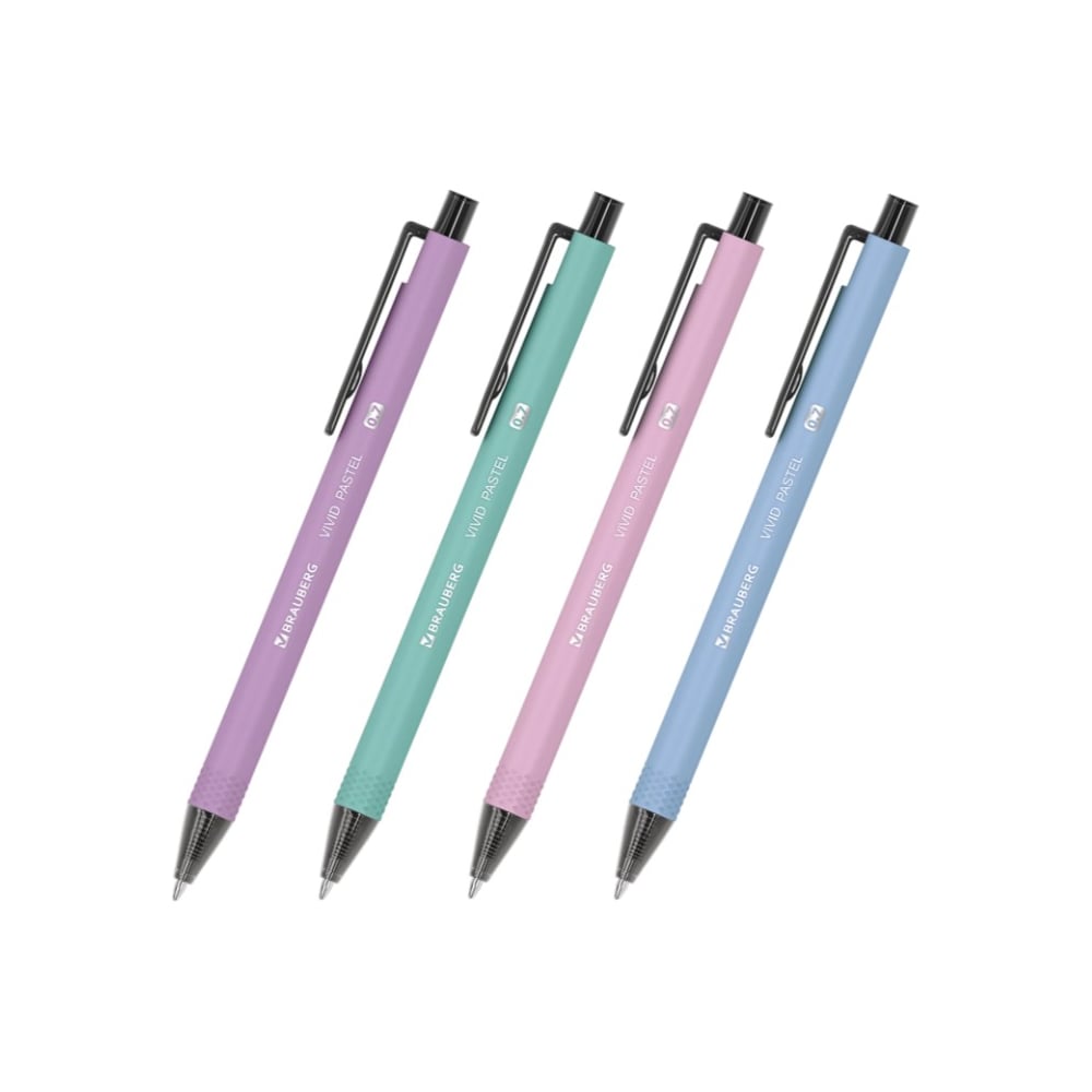 Изображение товара Набор шариковых ручек BRAUBERG VIVID PASTEL синий 4 штекм
