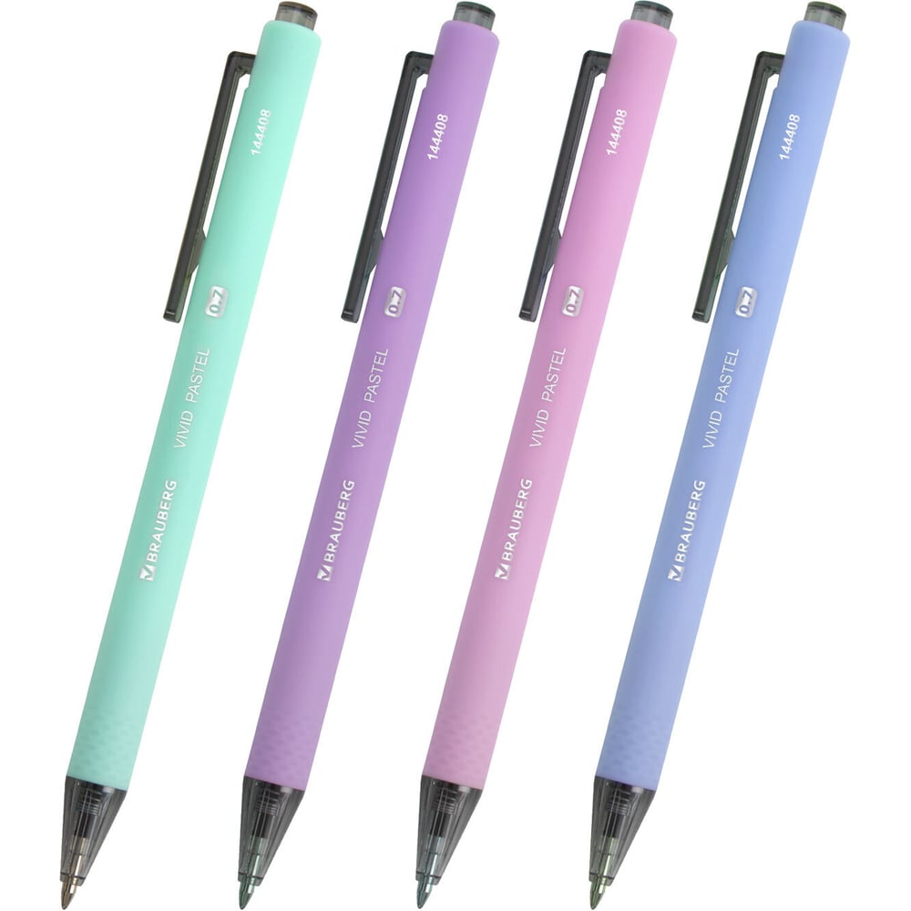 Изображение товара Набор шариковых ручек BRAUBERG VIVID PASTEL синий 4 штекм