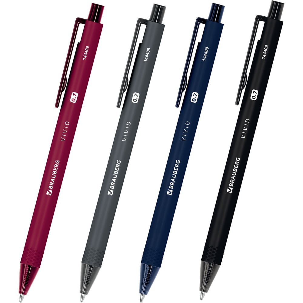 Изображение товара Набор шариковых ручек BRAUBERG VIVID 4 штини синий для письма офиса и школы