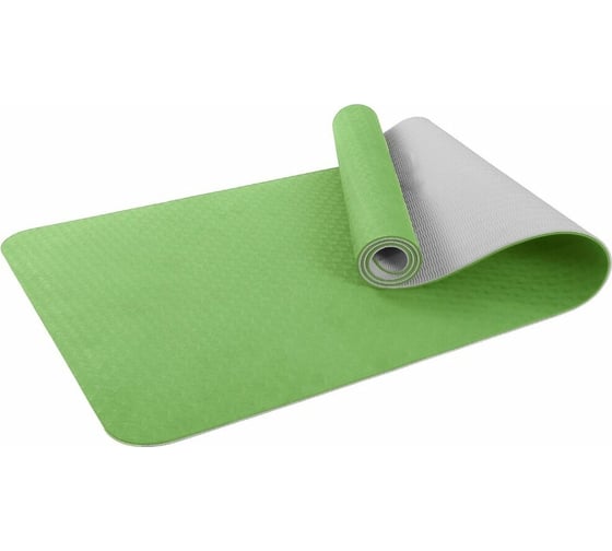Изображение товара Коврик для фитнеса и йоги Larsen TPE, зеленый/серый 4690222171488