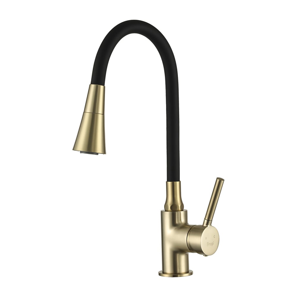 Изображение товара Смеситель кухонный FRAP F4044-3 с гибким изливом золотой сатин