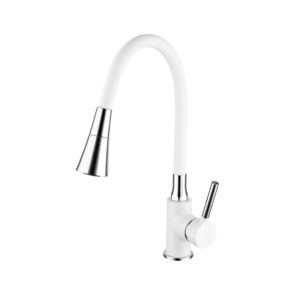 Изображение товара Смеситель для кухни FRAP с гибким изливом F4044-8 бело-хромовый современный