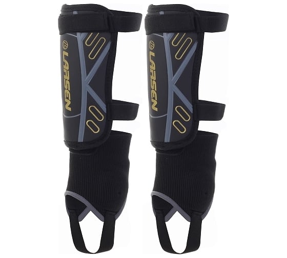 Изображение товара Футбольные щитки с защитой голеностопа Larsen 6890N черный, размер L 4690222137330