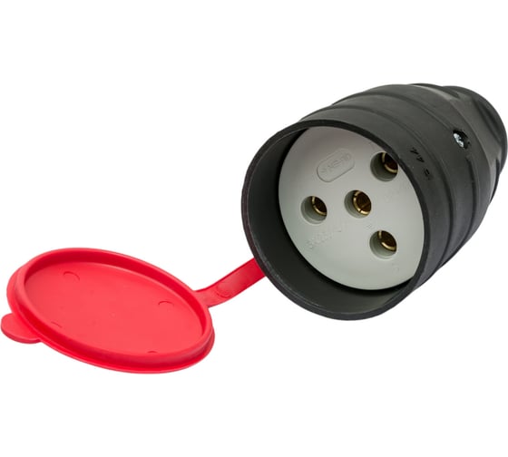 Изображение товара Штепсельное гнездо NE-AD с заземлением с крышкой, 3х25А,каучук, 4006