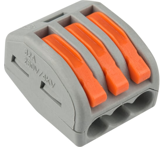 Изображение товара Универсальная клемма REXANT СМК 222-413, 3-проводная, серая, 0,08-2,5/4 мм2, 20 шт. 07-5253-4-20