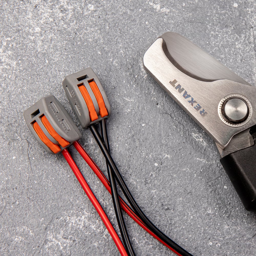 Изображение товара Универсальная клемма REXANT СМК 222-412, 2-проводная, серая, 0,08-2,5/4 мм2, 10 шт. 06-0200-B10