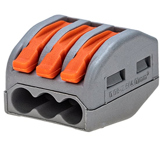 Изображение товара Универсальная клемма REXANT СМК 222-413, 3-проводная 0,08-2,5/4 мм2, 10 шт. 06-0201-B10