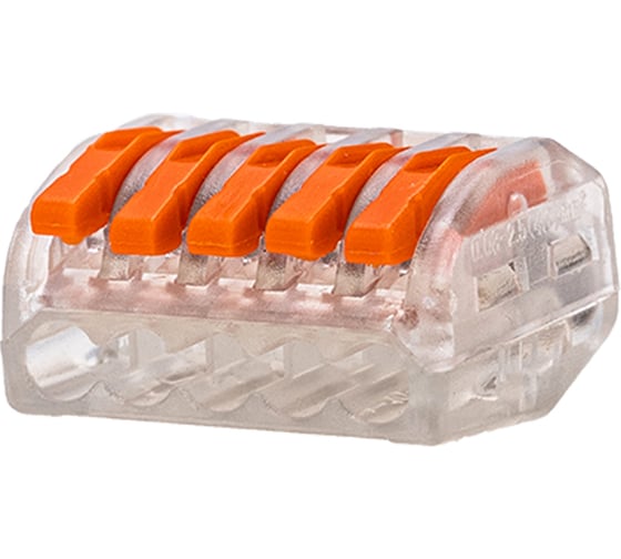 Изображение товара Универсальная клемма REXANT СМК 222-415, 5-проводная, прозрачная, 0,08-2,5/4 мм2, 10 шт. 06-0205-C10