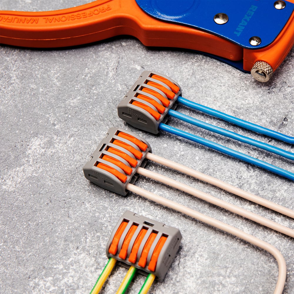 Изображение товара Универсальная клемма REXANT СМК 222-415 5-проводная серая огнестойкий полиамид