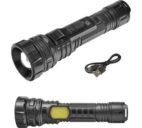 Изображение товара Фонарь FOCUSray 1347 аккумулятор 18650 1200 mAH ZOOM 200 люмен USB кабель 890606