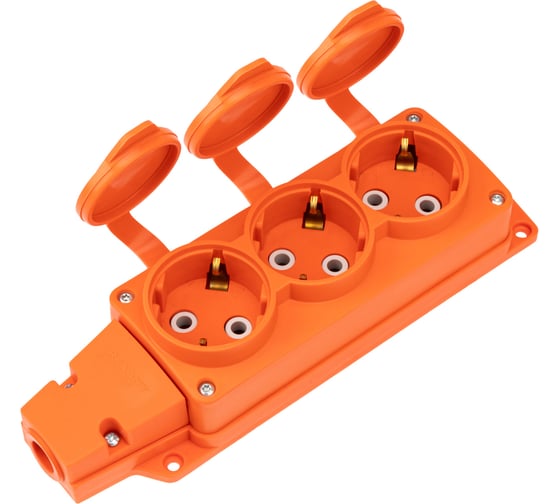 Изображение товара Колодка влагозащищенная REXANT каучуковая 3 гнезда COMPACT с/з 16А IP54 оранжевая 111-227
