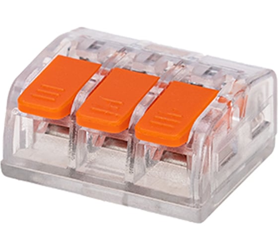 Изображение товара Универсальная компактная клемма REXANT СМК 221-413, 3-проводная до 4,0 мм2, 10 шт. 06-0217-A10