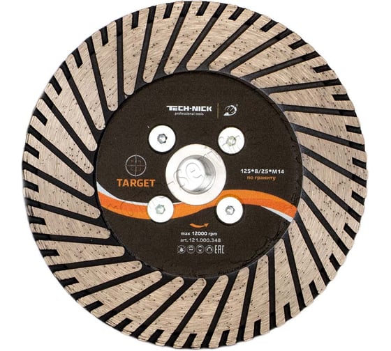 Изображение товара Диск турбо TECH-NICK TARGET 125xM14 (3.2x8.0/25)мм | гранит/dry 121.000.348