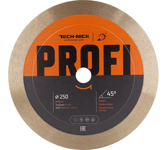 Изображение товара Диск корона TECH-NICK PROFI 250x25.4 (1.4x25, 45)мм | керамика/гранит/wet/dry 179.001.5276