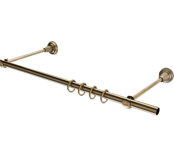 Изображение товара Одинарный карниз Peora 16 мм, в коробе, открытый кронштейн, антикварное золото, 1.4 м 54353