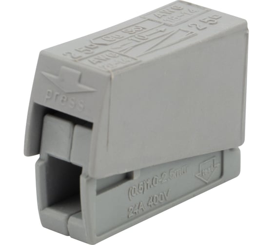 Изображение товара Строительно-монтажная клемма REXANT СМК 224-101 для светильника на 1 проводник (0,2-2,5)/(0,14-2,5) мм2, 100 шт. 07-2401