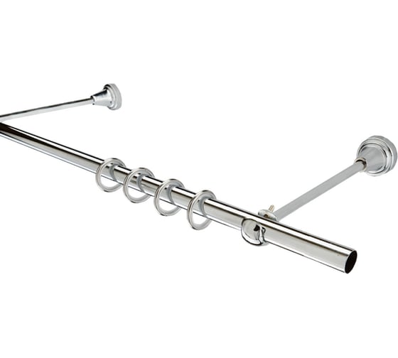 Изображение товара Одинарный карниз Peora 16 мм, в коробе, открытый кронштейн, хромированный глянец, 2.8 м, составной 54385