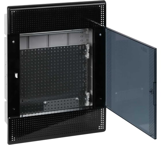 Изображение товара Слаботочный встраиваемый щит мультимедийный Рувинил с монтажной пластиной, черный 68124Ч-СЛ