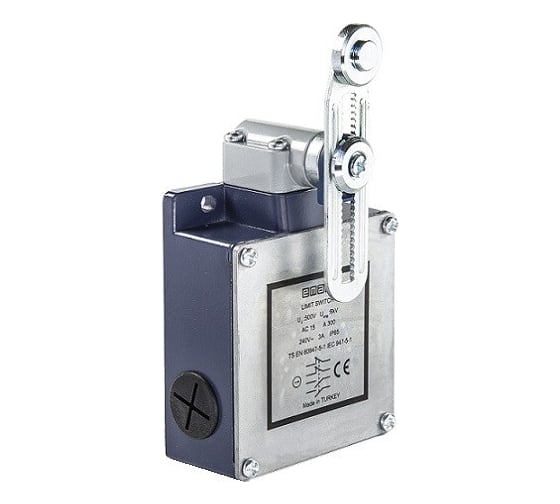 Изображение товара Концевой выключатель Emas привод реверсивный металлический ролик 18мм с угловым действием, регулируемый 2х(1НЗ+1НО, мгновенное срабатывание), серия L54, металлический корпус (240В L54K16MEM122