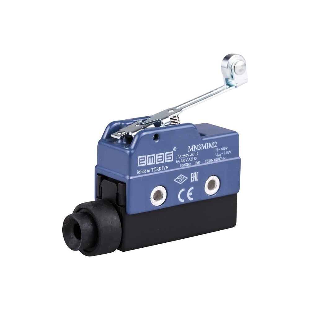 Изображение товара Мини-выключатель Emas привод роликовый рычаг 49 мм металлический корпус IP65