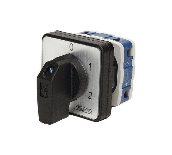 Изображение товара Переключатель Emas многоступенчатый шаговый 16А (0-1-2) 60гр, 1 полюс, рамка 48х48мм, 400В AC, IP54 PSA016KT132S