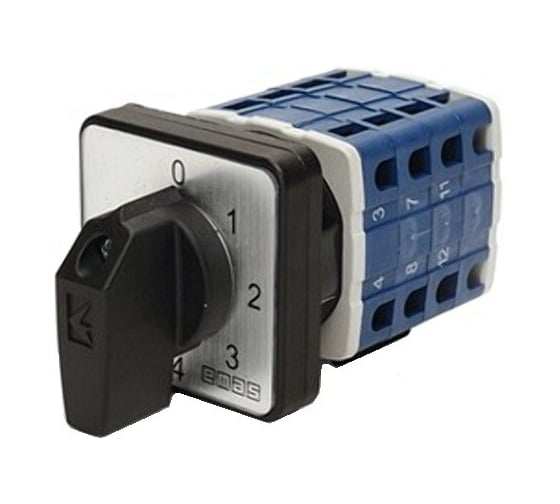 Изображение товара Переключатель Emas многоступенчатый 10А (0-6), 1 полюс, рамка 48х48мм, 400В AC, IP54 PSA010KS126S