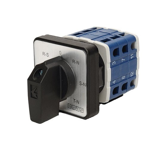 Изображение товара Переключатель предела Emas для вольтмерта 16А, 7 полюсов, рамка 48х48мм, 400В AC, IP54 PSA020OK723S