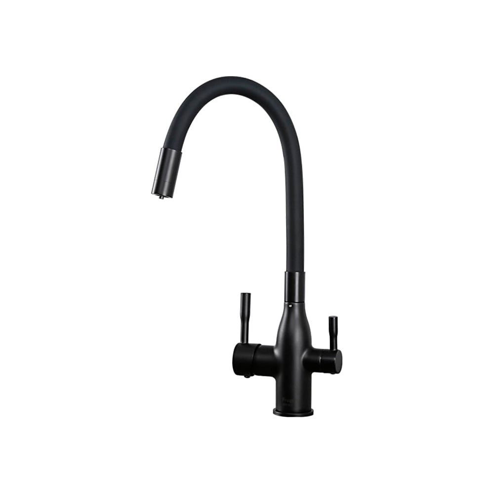 Изображение товара Современный кухонный смеситель FRAP F4396-6 с фильтром, матовый черный