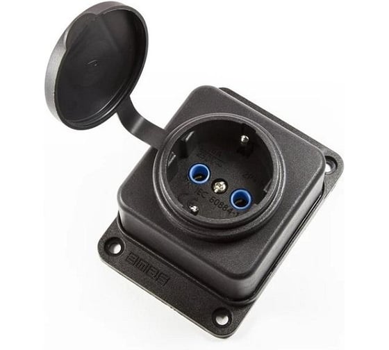 Изображение товара Розетка Emas в резиновом корпусе, 1 x 16A, настенное крепление EKS116PG1