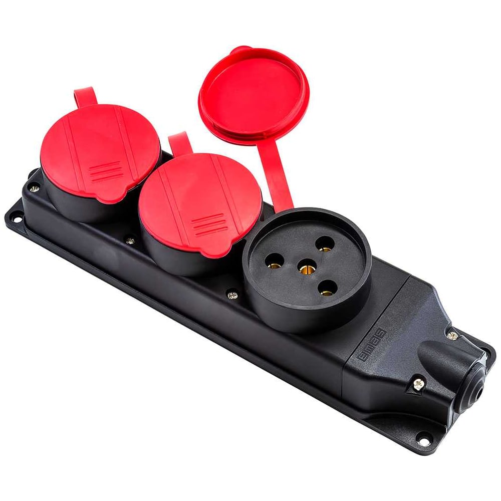 Изображение товара Промышленная розетка Emas в резиновом корпусе 3х25А IP44 настенное крепление