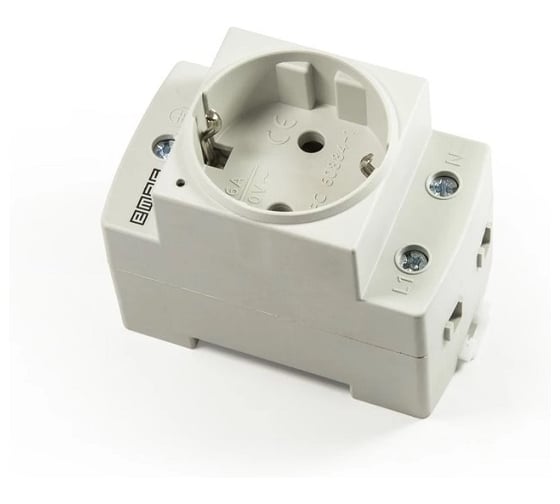 Изображение товара Розетка Emas (EU), монтаж на DIN-рейку, 2P+E, с LED индикацией, серый цвет (230В, 16А) EPREU2GL