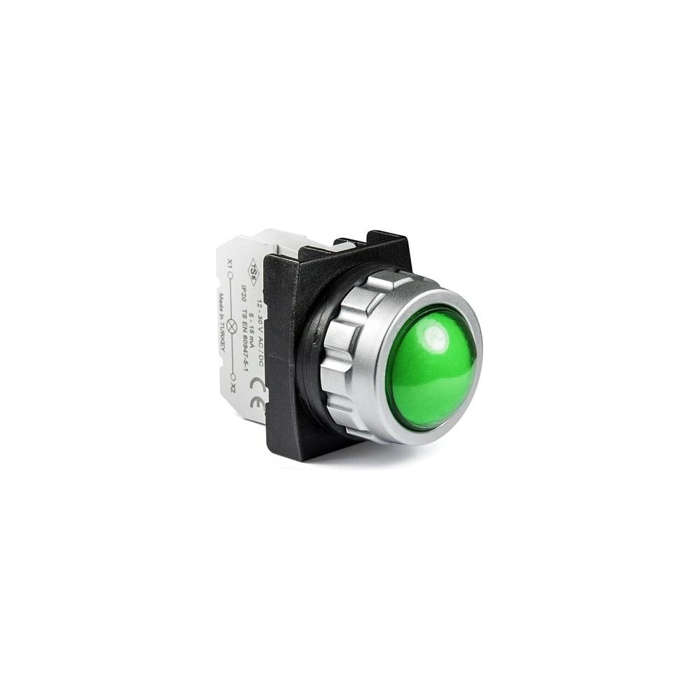 Изображение товара Сигнальная арматура Emas с блоком подсветки (зелёный светодиод, 100-230В AC), зелёный цвет, серия H (30мм), IP50 H0Y0XY