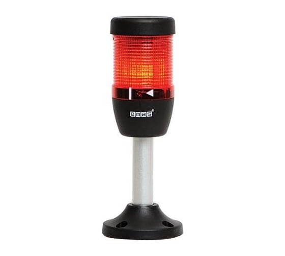 Изображение товара Сигнальная колонна Emas 50мм, одноцветная (красный цвет), стробоскоп FLESH, алюм. патрубок 100мм с основанием, 220В AC, IP40 IK51F220XM03
