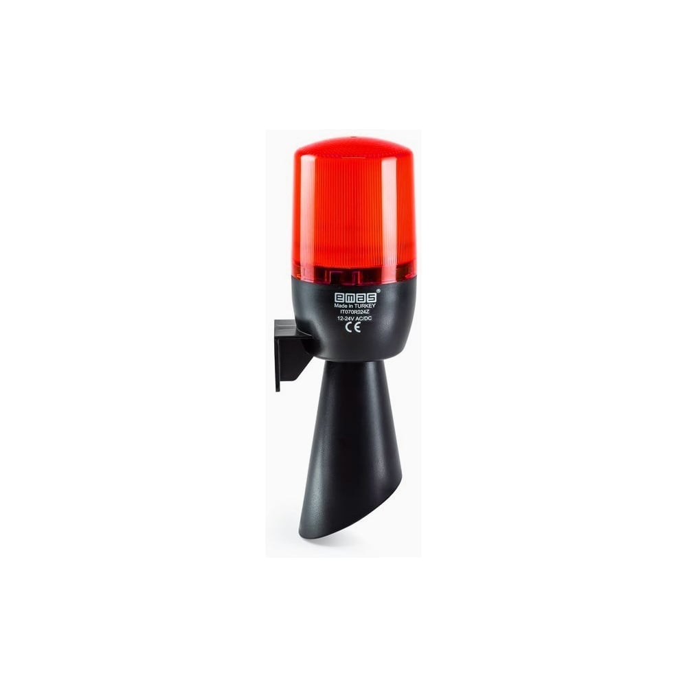 Изображение товара Сигнальная колонна маячкового типа с зуммером Emas (звуковой рожок), красный цвет, 12-24В AC/DC, IP65 IT070R024Z