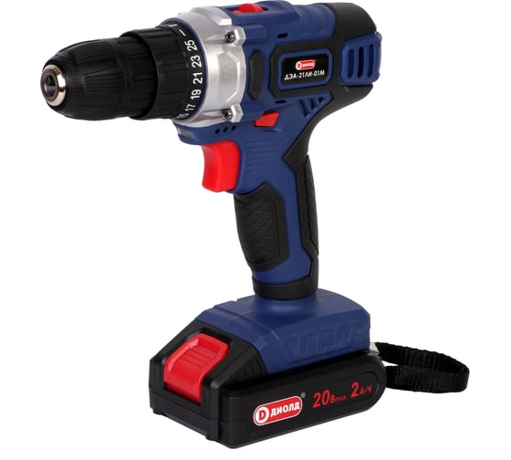 Изображение товара Аккумуляторная дрель-шуруповерт ДИОЛД ДЭА-21 ЛИ-01М (коробка, ЗУ,1 АКБ) 10300164