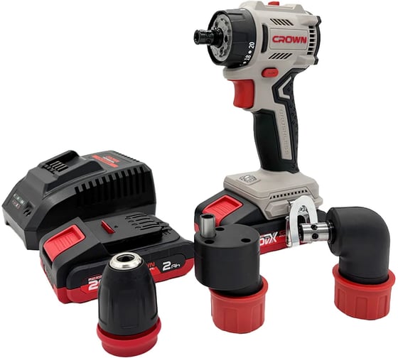 Изображение товара Дрель-шуруповерт аккумуляторная со сменными патронами Crown CT21131HQX-2 BMC