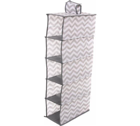 Изображение товара Кофр - органайзер подвесной Селфи РОНА, цвет пыльно - серый, 5 отделений, 30*15*70см 980-291