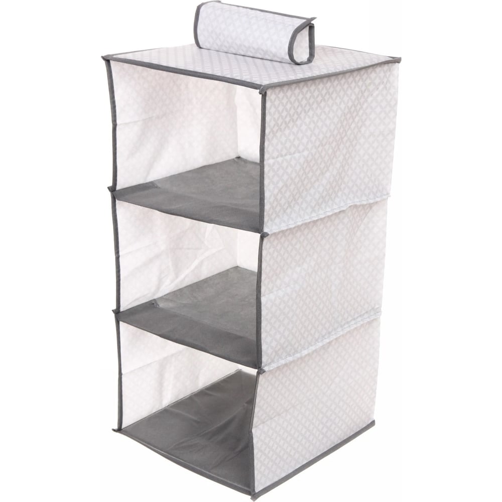 Изображение товара Кофр - органайзер подвесной Селфи ЭКЛАТТ, цвет пыльно - серый, 3 отделения, 30*30*60см 980-084