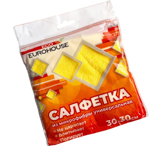 Изображение товара Салфетка из микрофибры универсальная EUROHOUSE 30х30 см 13107