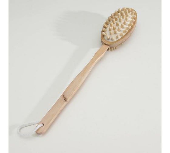 Изображение товара Щетка банная на ручке Доляна натуральная щетина, массажер 586036